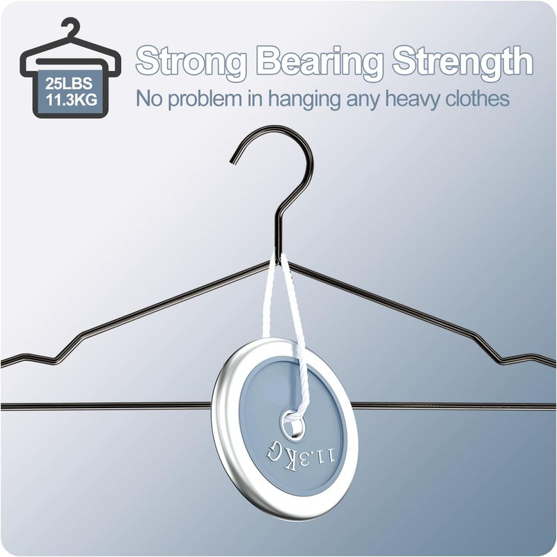 SPECILITE Metal Hangers 30 Pack Heavy Duty, Strong Wire Clothes Hangers with Notches, Space Saving Hangers Bulk for Standard Size Coats, Shirts, Suits, Pants -Black - Image 2