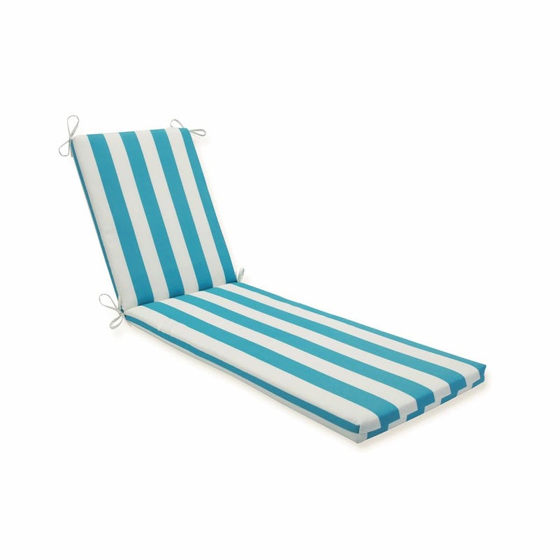 Pillow Perfect Stripe IndoorOutdoor Solid Back Chaise Lounge Cushion with Ties Plush Fiber Fill Weather and Fade Resistant 80 x 23 BlueWhite Cabana Stripe 1 Count