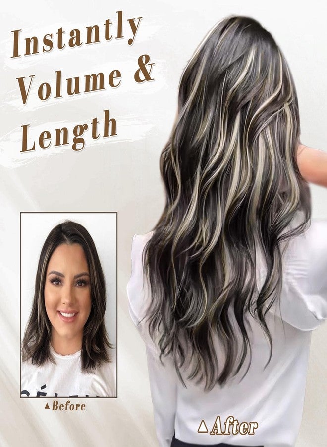 بارسدار وصلات شعر قصيرة مموجة من بارسدار - وصلات شعر مميزة بطول 14 بوصة للنساء - 5 قطع من وصلات الشعر الصناعية الناعمة والسميكة للاستخدام اليومي والحفلات - مزيج من الأسود والأشقر - Image 4