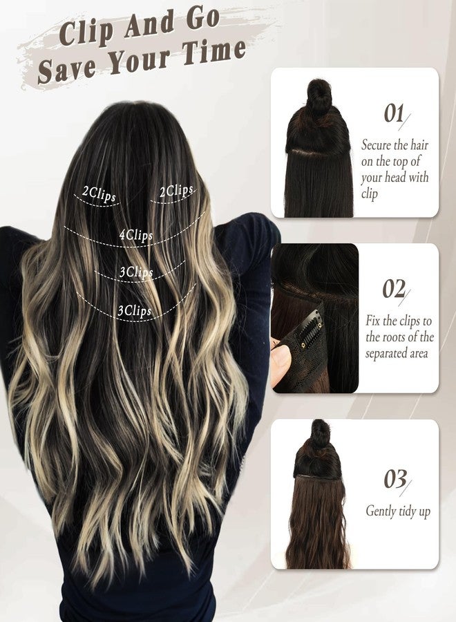 بارسدار وصلات شعر قصيرة مموجة من بارسدار - وصلات شعر مميزة بطول 14 بوصة للنساء - 5 قطع من وصلات الشعر الصناعية الناعمة والسميكة للاستخدام اليومي والحفلات - مزيج من الأسود والأشقر - Image 5