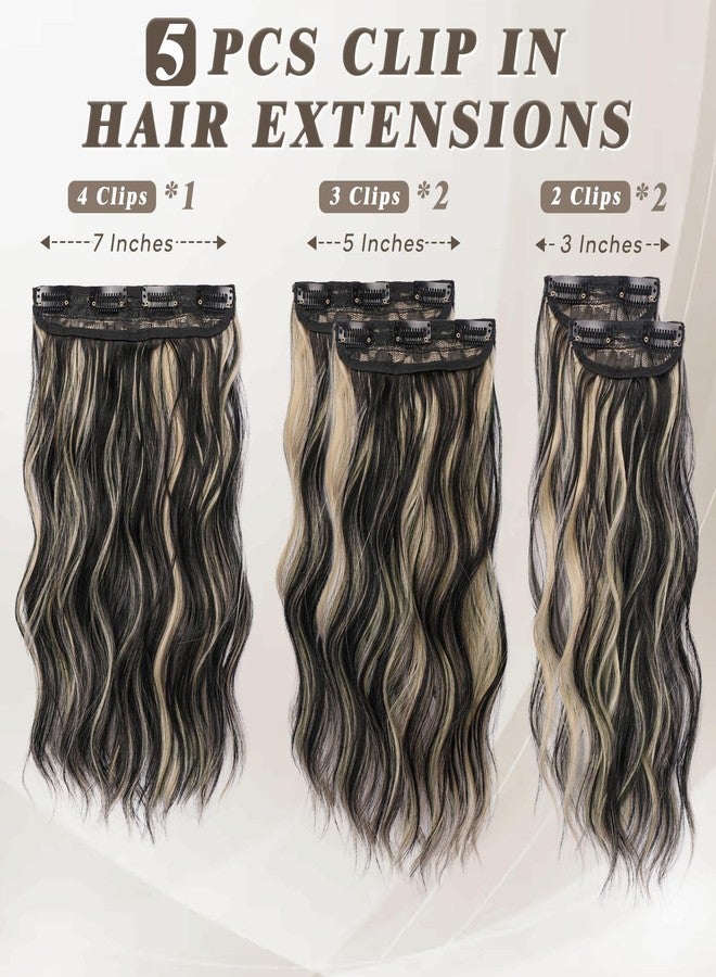 بارسدار وصلات شعر قصيرة مموجة من بارسدار - وصلات شعر مميزة بطول 14 بوصة للنساء - 5 قطع من وصلات الشعر الصناعية الناعمة والسميكة للاستخدام اليومي والحفلات - مزيج من الأسود والأشقر - Image 2