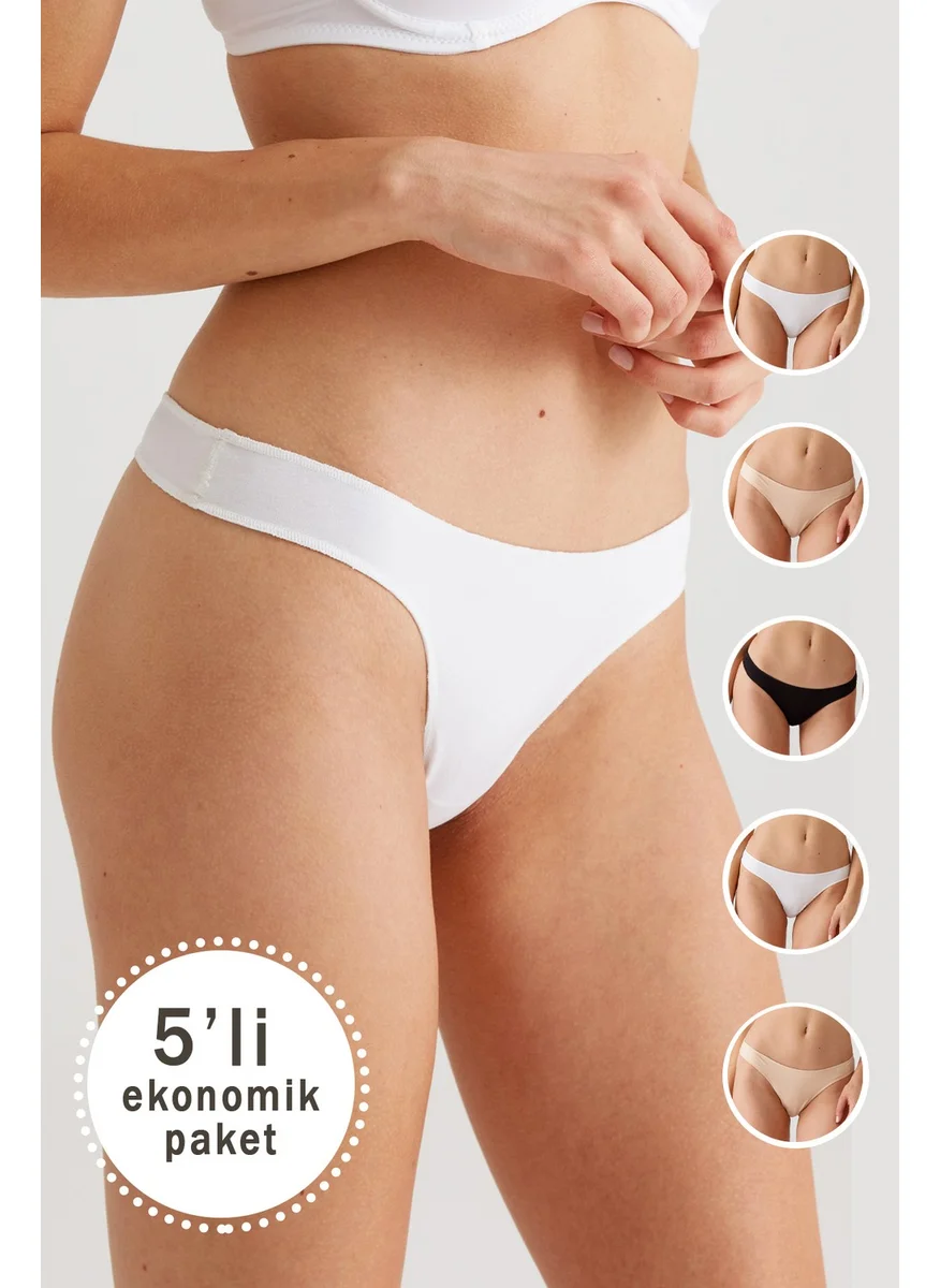 بيير كاردان 2051 Women's Noshow Thong 5 Pack Panties
