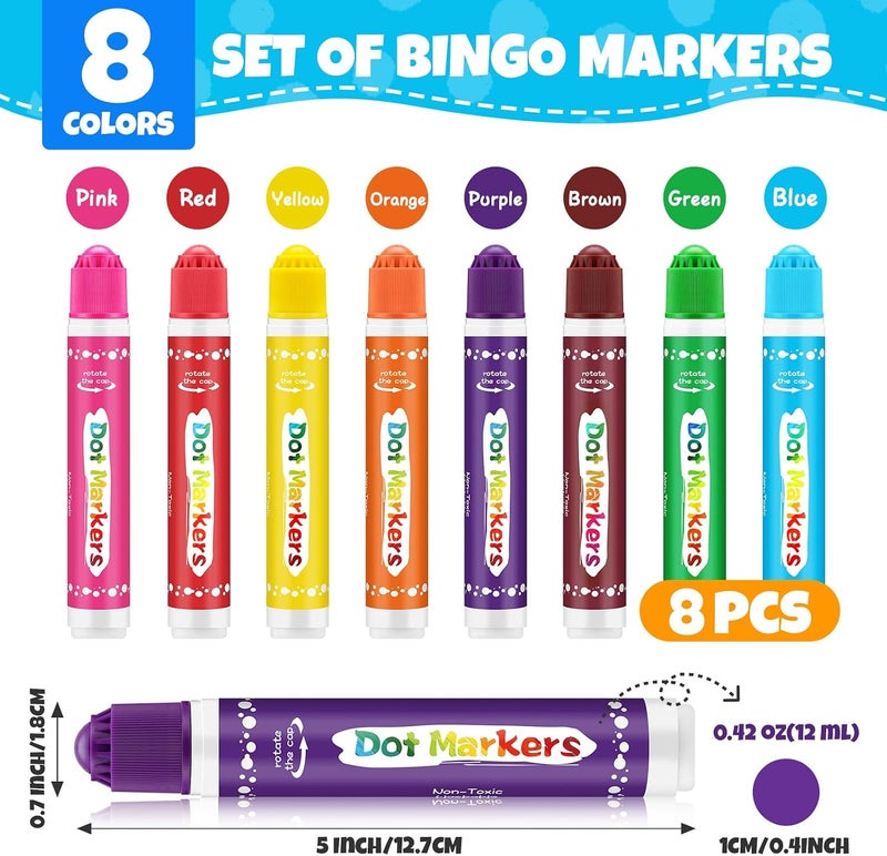 FUMILE Dot Markers for Toddlers 1-3,8 Colors Bingo Daubers for kids,Non-Toxic and Washable Bingo Dot Markers for Art and Craft.Dot Paints for kids Drawing Coloring Supplies - Image 2