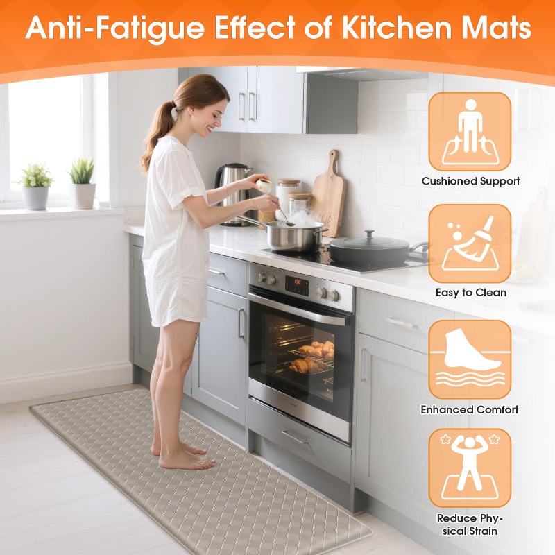 TranquilRelax Kitchen Mats, 2PCS Kitchen Rugs, Cushioned Anti Fatigue Kitchen Mats for Floor, Non-Slip Standing Sink Mat, Waterproof Kitchen Rug Set for Kitchen Floor Office,17.3"Ã—30"+17.3"Ã—47" Brown - Image 4