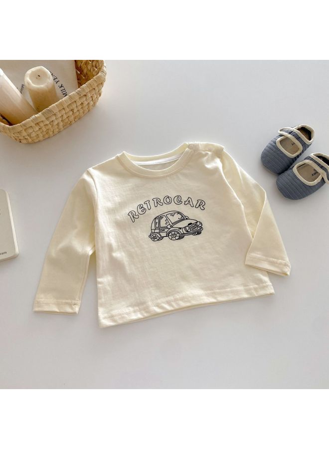 Children's Cartoon Bottoming Shirt 0-5 Years Old Autumn South Korea Children's Clothing Boys Fashion Letter T-shirt Baby Autumn Clothing Ay569