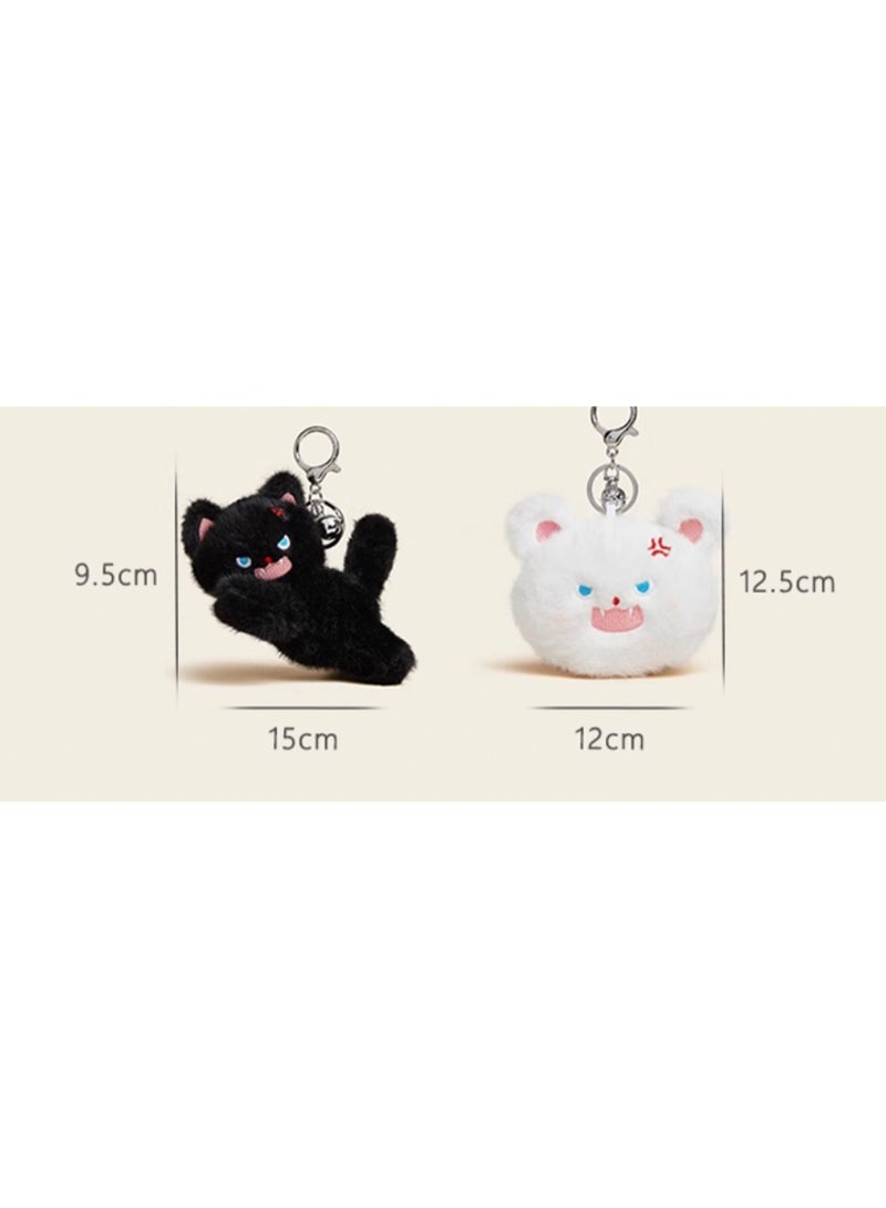 Creative Plush Doll, Cute Cat Bag Key Pendant, High-End Doll Holiday Gift (White Furry Cat Coin Purse) - Image 2