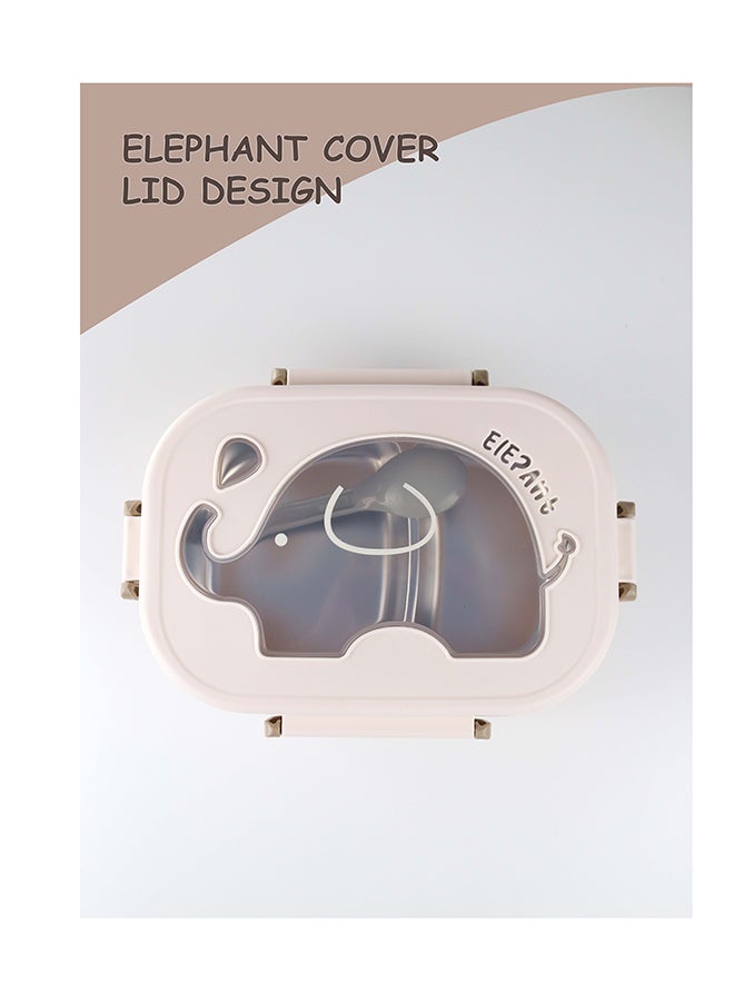 Toshionics Stainless Steel Elephant Lunch Box for Kids 1.4L – Microwave Safe, Leakproof, 2 Compartments, With Spoon, Cute Cartoon Animal Print – School, Daycare, Home, Office, Travel, BPA-Free, Lightweight, Durable, Freezer & Dishwasher Safe – 20x14x5 cm - Image 3