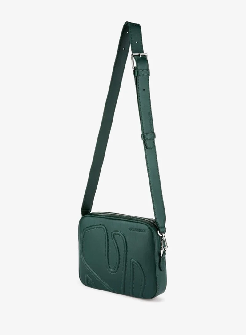 Veganologie  Maze Crossbody Bag in Green Made from 1.5 Bamboo Stems (with Silver Hardware) for Women | Best Price UAE