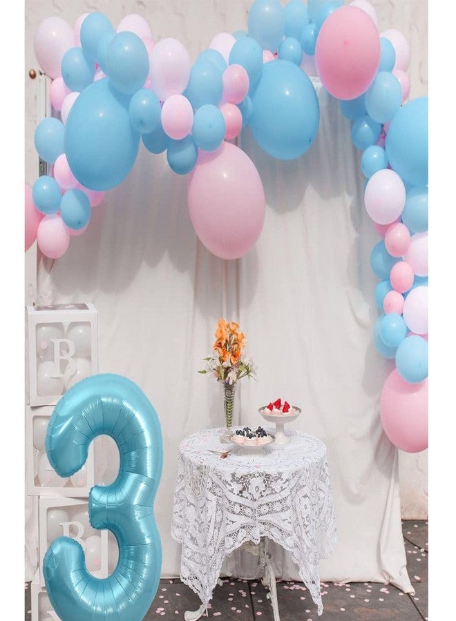 TONIFUL 40 Inch Light Blue Large Numbers 0-9, Number 3 Digital 3 Helium Balloons, Blue Foil Mylar Big Number Pastel Balloons for Birthday Party Anniversary Supplies Decorations - Image 5