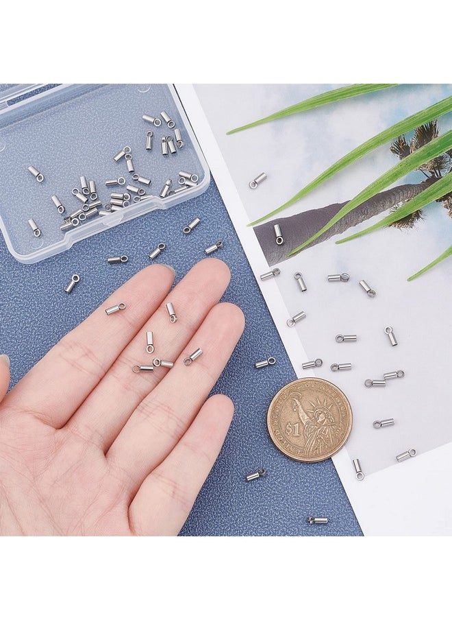 UNICRAFTALE About 60Pcs Tube End Caps Stainless Steel Cord Ends 1Mm Inner Diameter Smooth End Caps Terminators Cord Finding For Leather Cord Bracelets Jewelry Making Stainless Steel Color  - Image 4