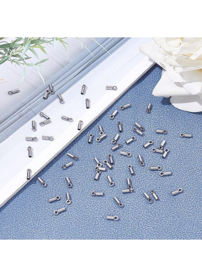 UNICRAFTALE About 60Pcs Tube End Caps Stainless Steel Cord Ends 1Mm Inner Diameter Smooth End Caps Terminators Cord Finding For Leather Cord Bracelets Jewelry Making Stainless Steel Color  - Image 5