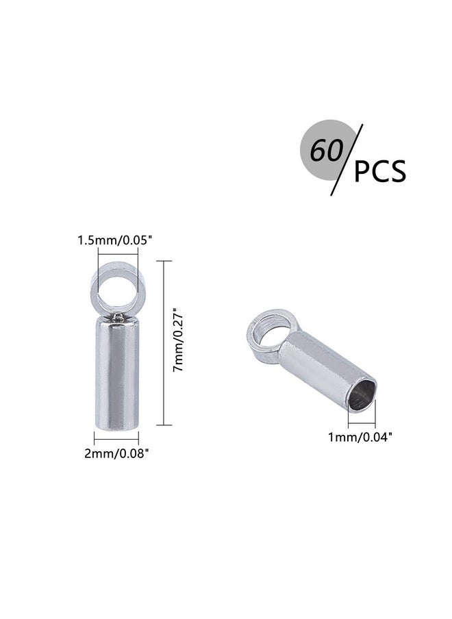 UNICRAFTALE About 60Pcs Tube End Caps Stainless Steel Cord Ends 1Mm Inner Diameter Smooth End Caps Terminators Cord Finding For Leather Cord Bracelets Jewelry Making Stainless Steel Color  - Image 3