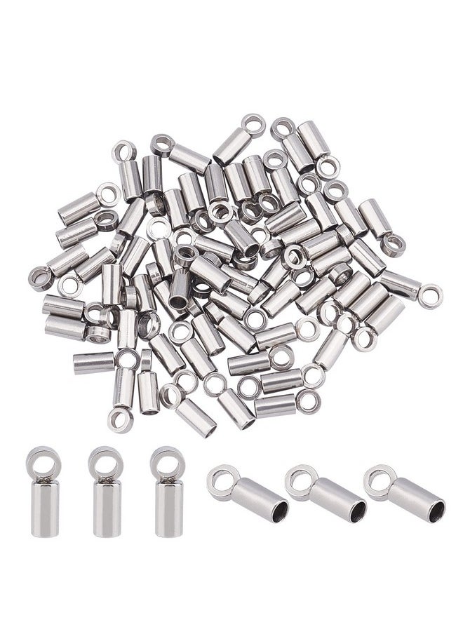 UNICRAFTALE About 60Pcs Tube End Caps Stainless Steel Cord Ends 1Mm Inner Diameter Smooth End Caps Terminators Cord Finding For Leather Cord Bracelets Jewelry Making Stainless Steel Color  - Image 2