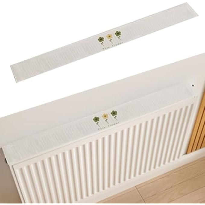RADIATOR DUST COVER COTTON LINEN MAGNETIC FIXATION SCRATCH RESISTANT RADIATOR PROTECTIVE COVER WHITE PROTECTS RADIATORS FROM DUST DIRT (120X10CM) - Image 2