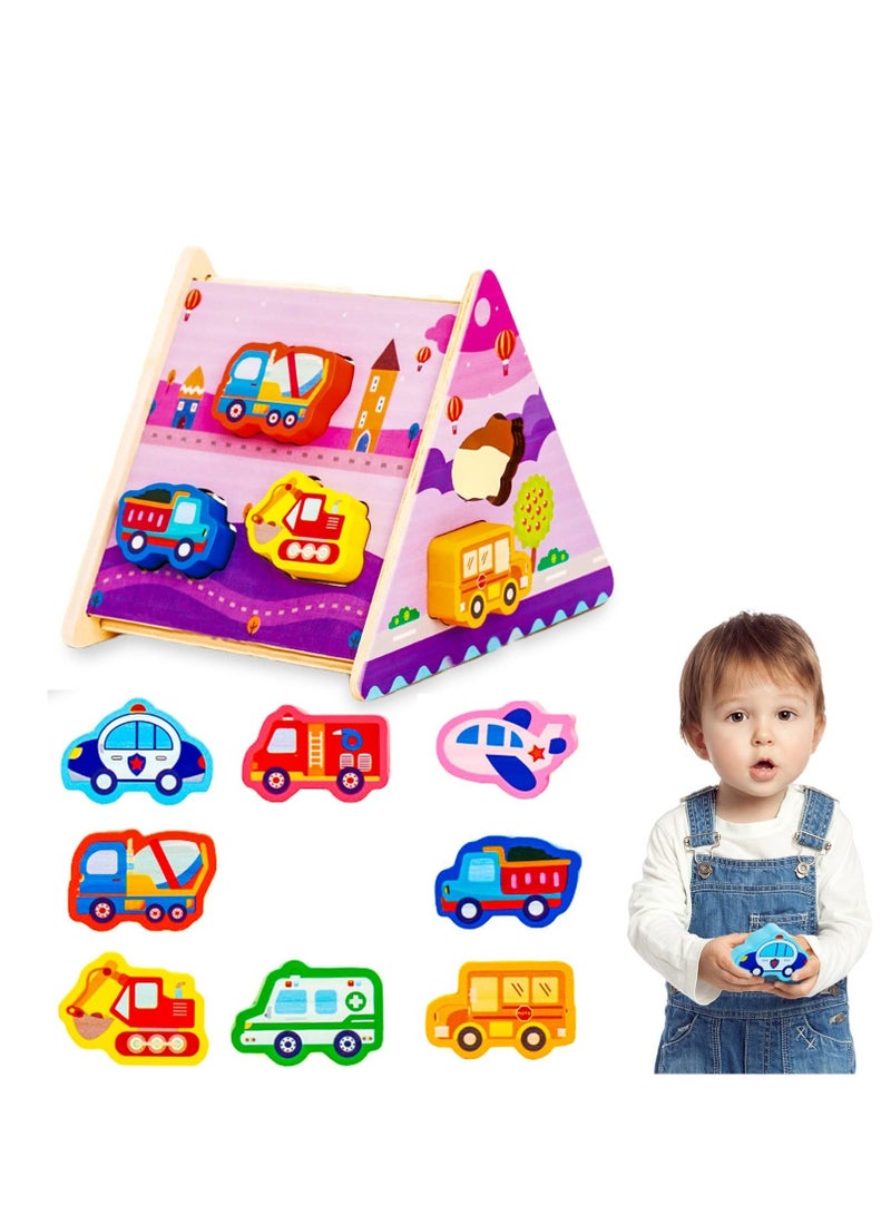Wooden Toddler Puzzles Gifts Toys, Infant Kid Learning Educational, Transportation Jigsaw Shape Jigsaw Eco Friendly Child Kid Montessori Stem Travel Toy for 1 2 3 Year Old Boys Girls BabyWooden Toddle - Image 1