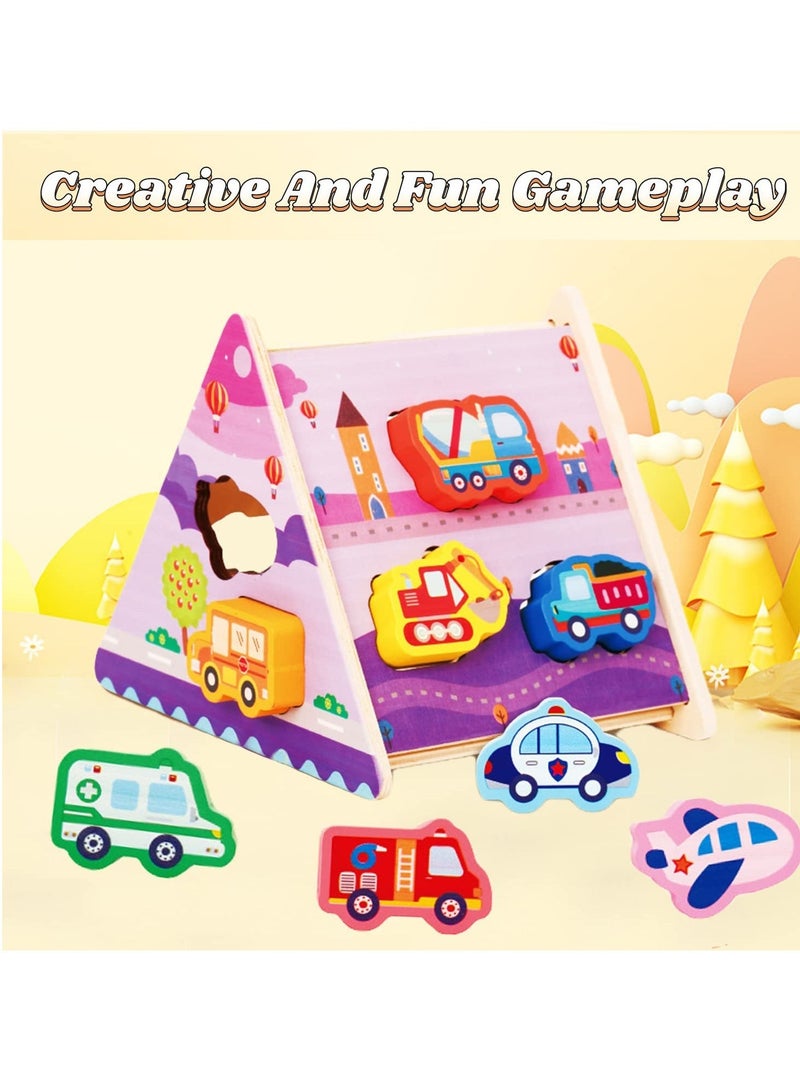 Wooden Toddler Puzzles Gifts Toys, Infant Kid Learning Educational, Transportation Jigsaw Shape Jigsaw Eco Friendly Child Kid Montessori Stem Travel Toy for 1 2 3 Year Old Boys Girls BabyWooden Toddle - Image 3