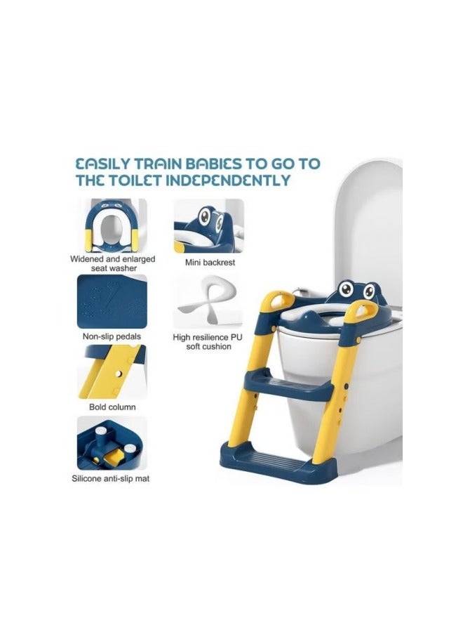 Training Toilet Seat,Toddler Kids Potty Training Seat with Adjustable Height Non-Slip Step Ladder Splash Guard,2 in 1 Foldable Seat Anti-Slip Pad Safe Handles for Boys and Girls - Image 3