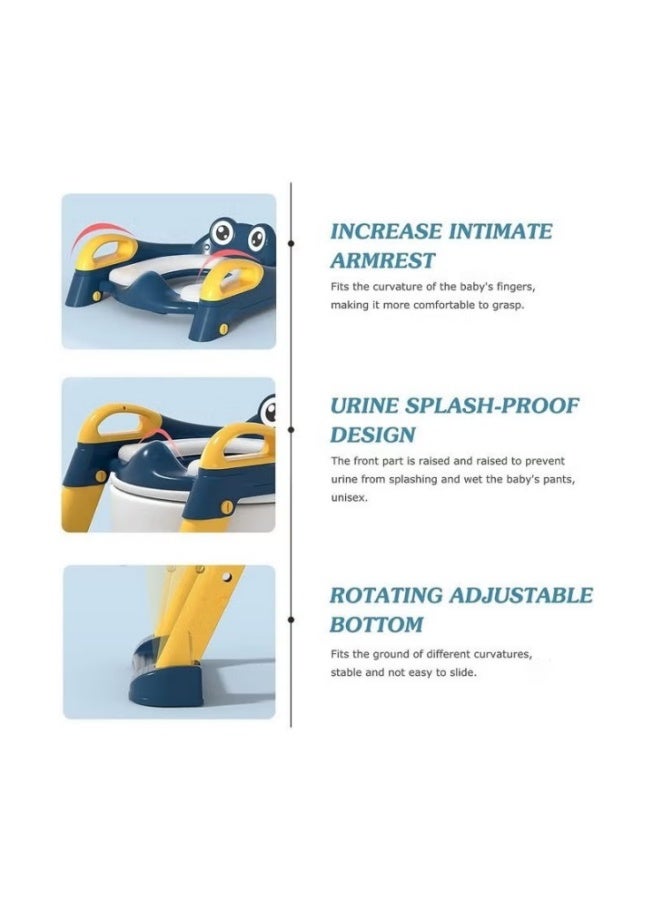 Training Toilet Seat,Toddler Kids Potty Training Seat with Adjustable Height Non-Slip Step Ladder Splash Guard,2 in 1 Foldable Seat Anti-Slip Pad Safe Handles for Boys and Girls - Image 2