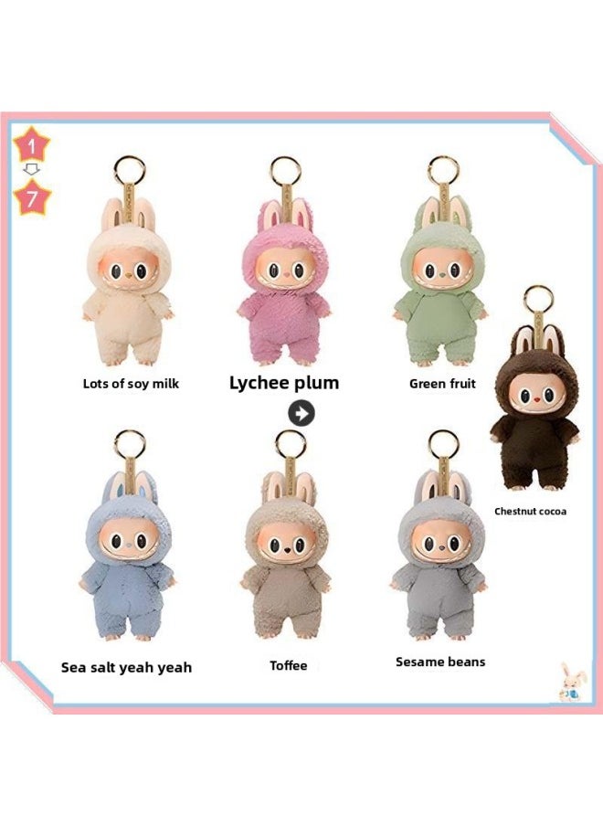 Labubu Macaron Vinyl Face Plush Toy Collectible Figure Hanging Ornament Youth Animal Cartoon Stuffed Doll Fibre Cotton Filling-Color:Sky Blue  - Image 2