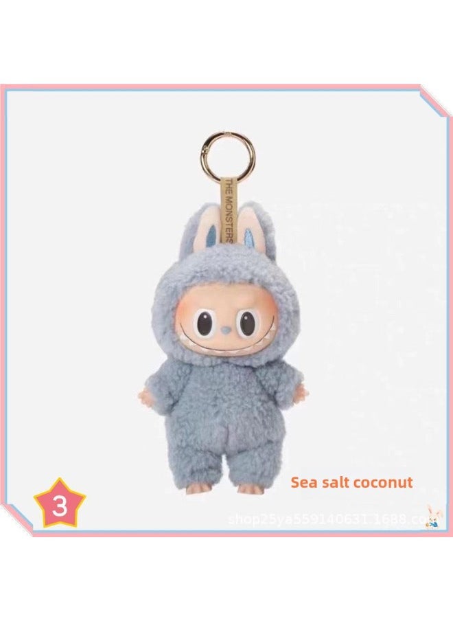 Labubu Macaron Vinyl Face Plush Toy Collectible Figure Hanging Ornament Youth Animal Cartoon Stuffed Doll Fibre Cotton Filling-Color:Sky Blue  - Image 1