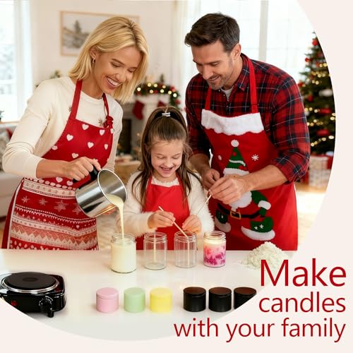 Aroparc Premium DIY Candle Making Kit - All-in-One Set with Hot Plate & 1.2L Melting Pot,100% Natural Soy Wax, Christmas Molds, and Gift Box, Unique Holiday Activity & Gift - Image 3