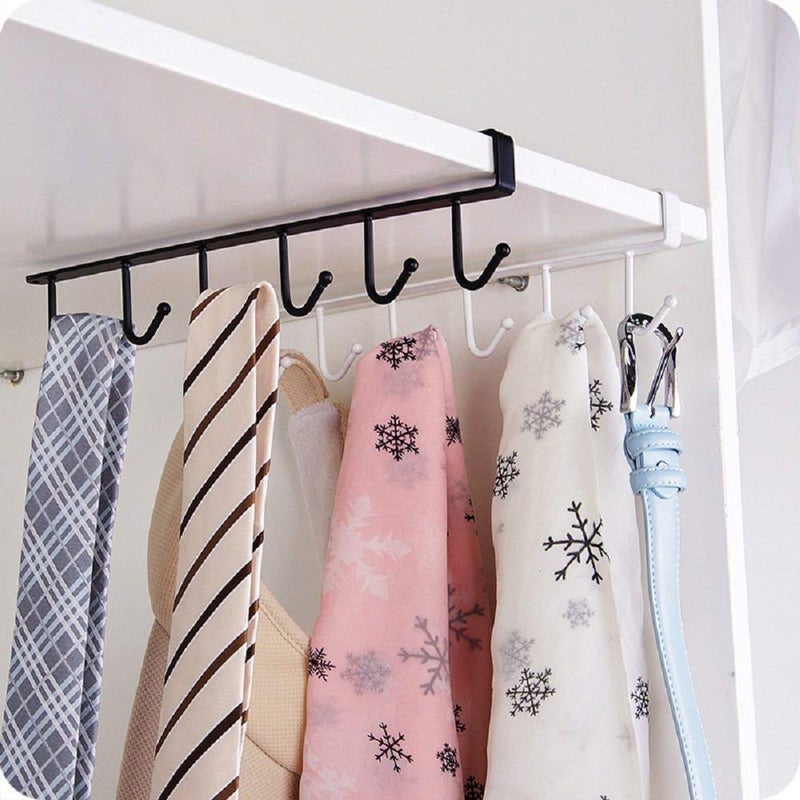 LIMBANI BROTHERS LIMBANI BROTHERS Metal Hook Iron 6 Hook Storage Rack Cabinet Metal Frame Mug Pendant Bathroom Kitchen Support Bedroom Bag Tie Rack black Pack of 2 - Image 5