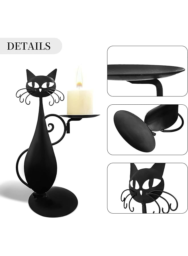 erorex Black Cat Candle Holder For Pillar Candles Led Flameless Candles Retro Rustic Farmhouse Metal Decor Ideal For Centerpieces Dining Tables And Housewarming Gifts - Image 3