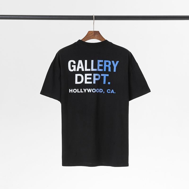 Gallery Trendy Brand Dept Classic Letter Slogan Logo Gradient Printing Short-Sleeved T-Shirt Men'S And Women'S Tanabata Couple Dress - Image 1