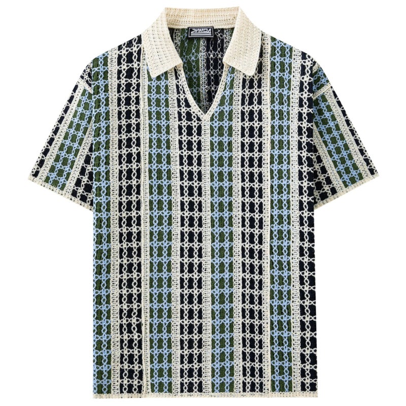 Men's Striped Casual Polo Shirt - Image 2