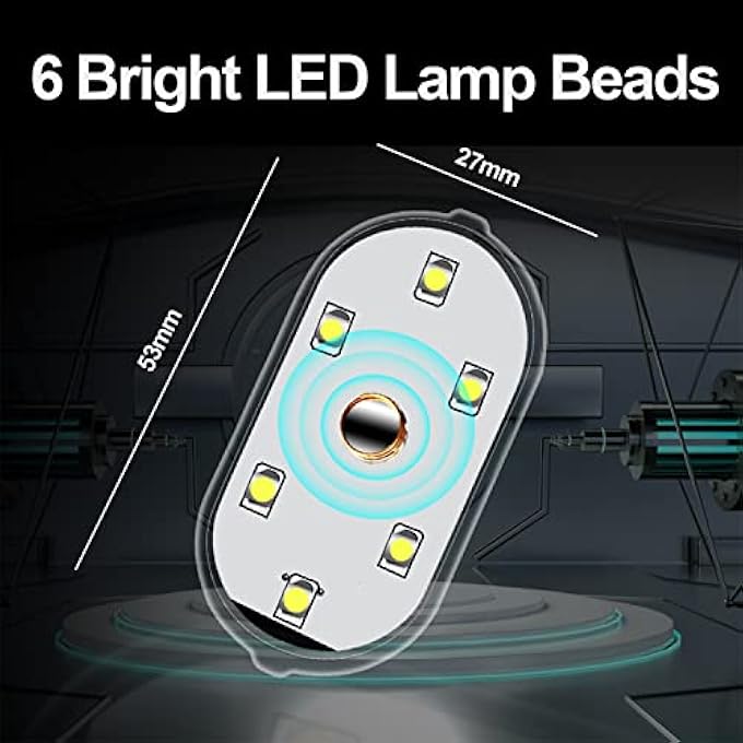 KASTWAVE Car Led Lights Interior Portable Small Incar Led Touch Lights With 6 Bright Led Lamp Beads Usb Rechargeable Lighting Light Car Emergency Light Warm White Light - Image 3