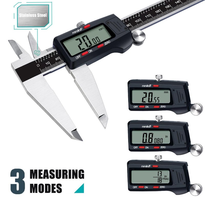 Kynup Micrometer Caliper Tool, 12Inch Digital Caliper, Vernier Caliper with Stainless Steel, Large LCD Screen, Auto - Off Feature, Inch Metric Fraction Conversion - Image 2