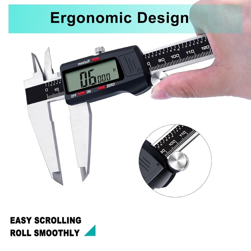 Kynup Micrometer Caliper Tool, 12Inch Digital Caliper, Vernier Caliper with Stainless Steel, Large LCD Screen, Auto - Off Feature, Inch Metric Fraction Conversion - Image 4
