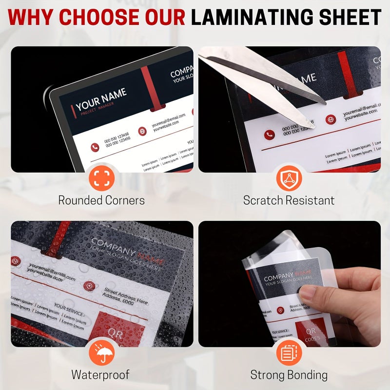 Pack Of 100 Premium Thermal Laminating Sheets 2.6x3.7 Inches 0.05mm Clear Plastic Laminating Pouches For Business Cards Durable And Professional - Image 4