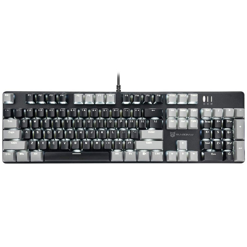 Mecool Mechanical Gaming Keyboard Wired White Backlit Keyboard Brown Switches Full Size 104 Keys US Layout-Gray and Black - Image 1