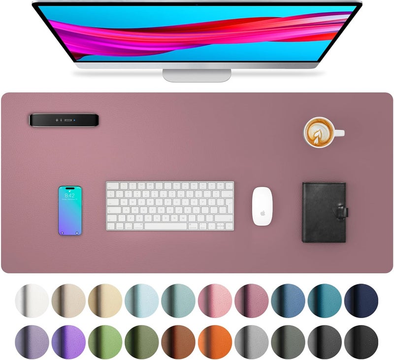 Aothia Leather Desk Pad Protector, Mouse Pad, Office Desk Mat, 31.5" x 15.7" Non-Slip PU Leather Desk Blotter, Laptop Desk Pad, Waterproof Desk Writing Pad for Office and Home (Dark Pink) - Image 1