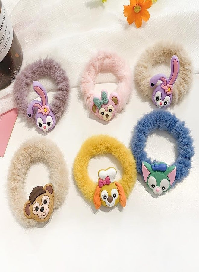 KLIVE Fluffy Satin Scrunchies for Women Girls, Elastic Hair Bands for Thick Curly Hair, No Damage Hair Ties for Ponytail, Soft Fuzzy Hair Accessories for Daily Use, Pack of 3, Multicolor - Image 3