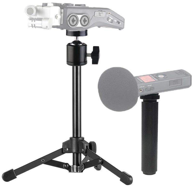 AceTaken Portable Recorder Tripod Stand and Handle Grip kit Compatible with Zoom H1essential,H4n pro,H6,H1n,Q2n,H4essential,H6essential,H2n,H5 Handy Recorder and Tascam DR-40x, DR-05x, DR-07x Audio Recorder - Image 1