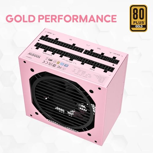 Vetroo 1000W Pink Power Supply ATX 3.1 Ready Dual PCIe 5.1, 80 Plus Gold Full Modular, Eco Mode with 120mm FDB Fan, Compact Size, 10 Year Warranty for Gaming PC - Image 5