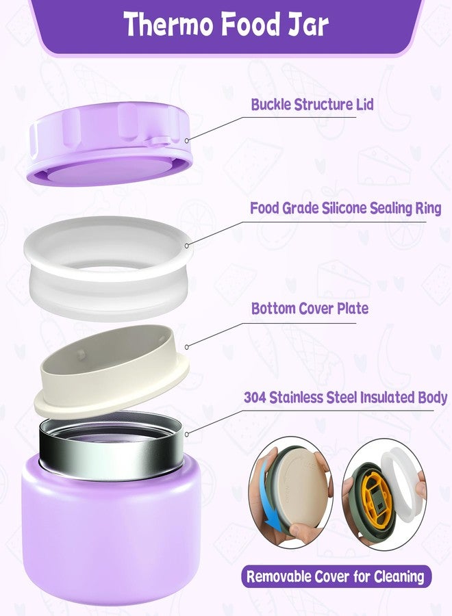 Aimsnk Kids Bento Lunch Box with 8oz Soup Thermo, Kids Leakproof Lunch Food Containers with 4 Compartment, Kids Insulated Hot Food Jar with Lunch Bag for School, Trvael - Image 3