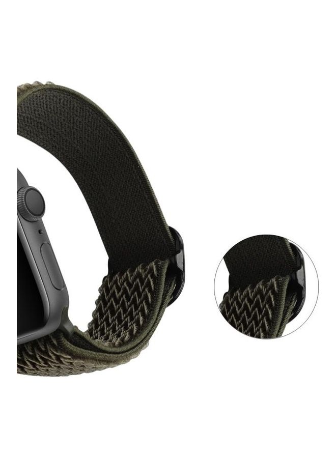 NIBEMINENT Wave Texture Replacement Watchbands For Apple Watch Series 7 45mm/6 & SE 5 4 44mm/3 2 1 42mm Army Green  - Image 4