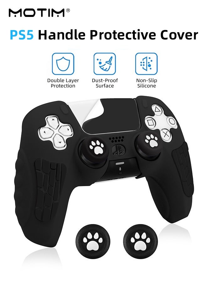 Motim Case Cover for PS5 Wireless Controller for Dual Sense, Soft Silicone Protection Skin with 2 Thumb Caps,  Anti-scratch Anti-fall Case Cover  - Image 2