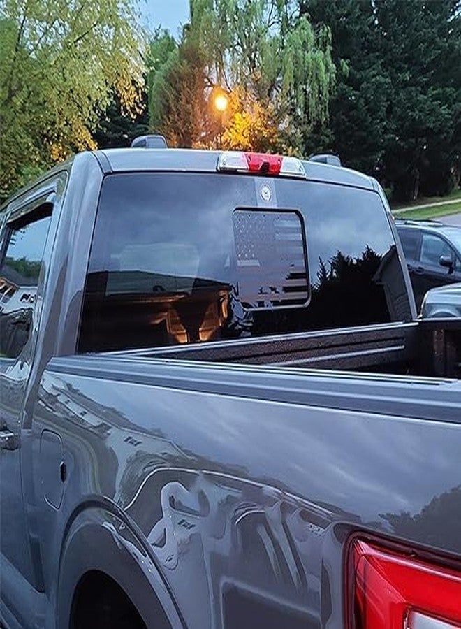 Xinghe for Ford F150 F250 F350 2015-2023, Rear Middle Window American Flag Decals, Matte Black USA Flag Decal for Truck Back Window, Waterproof Vinyl, Durable and Easy Remove Truck Decal - Image 3
