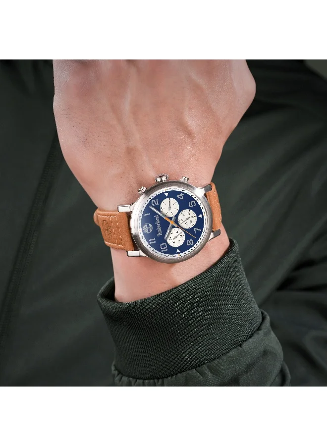Timberland  Men's Pancher 46 mm Men's Multifunction Watch Navy  Dial  & Brown Leather Strap for Men | Best Price UAE