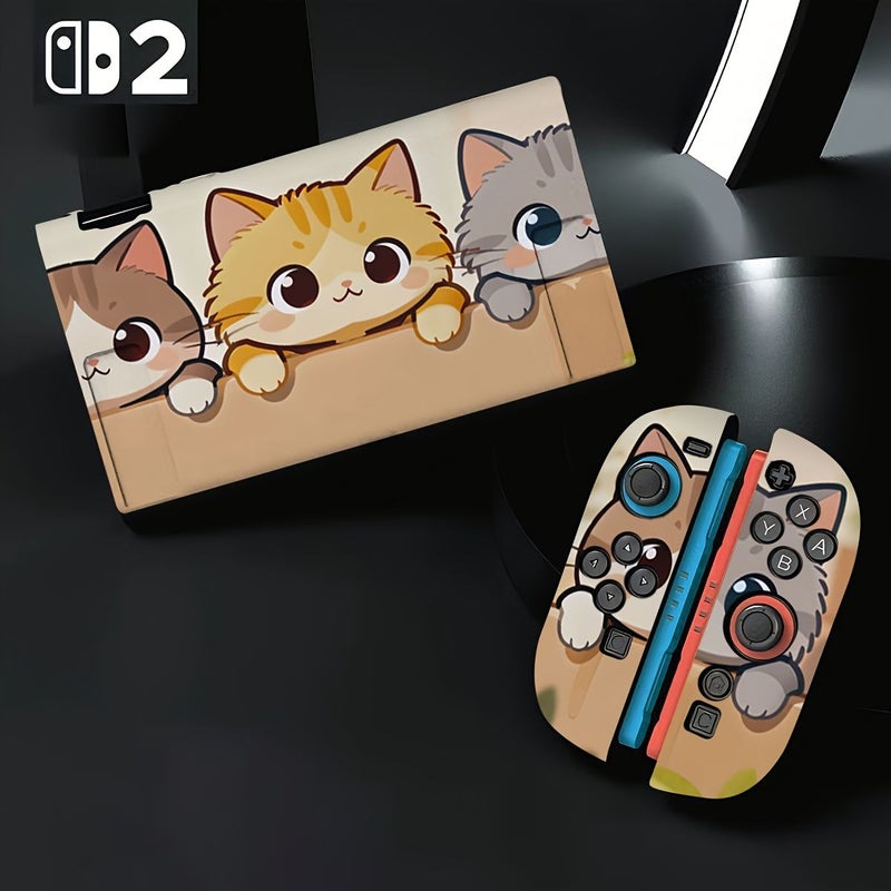 غطاء ناعم لجهاز Nintendo Switch NS OLED بتصميم ثلاث قطط صغيرة، خفيف الوزن من TPU مضاد للانزلاق وامتصاص الصدمات - Image 1