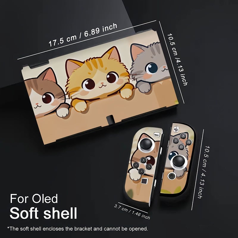 غطاء ناعم لجهاز Nintendo Switch NS OLED بتصميم ثلاث قطط صغيرة، خفيف الوزن من TPU مضاد للانزلاق وامتصاص الصدمات - Image 4