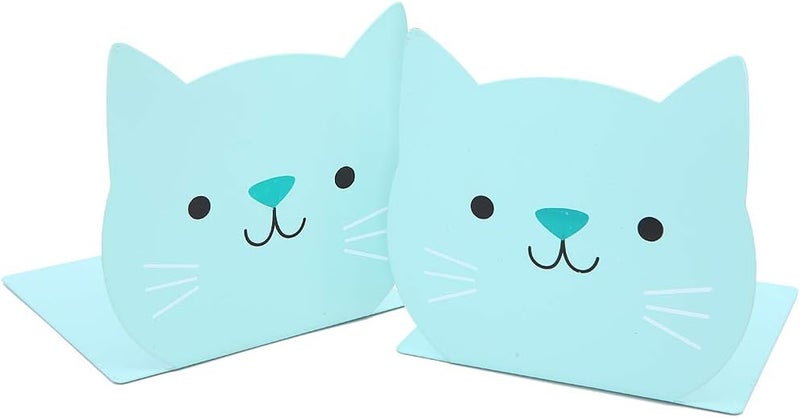 Winterworm Lovely Cat Pattern Kids Bookends Student Book Ends Metal Office Desk School Library Decoration Bookshelf Book Organizer for Christmas Birthday Gift - Image 1