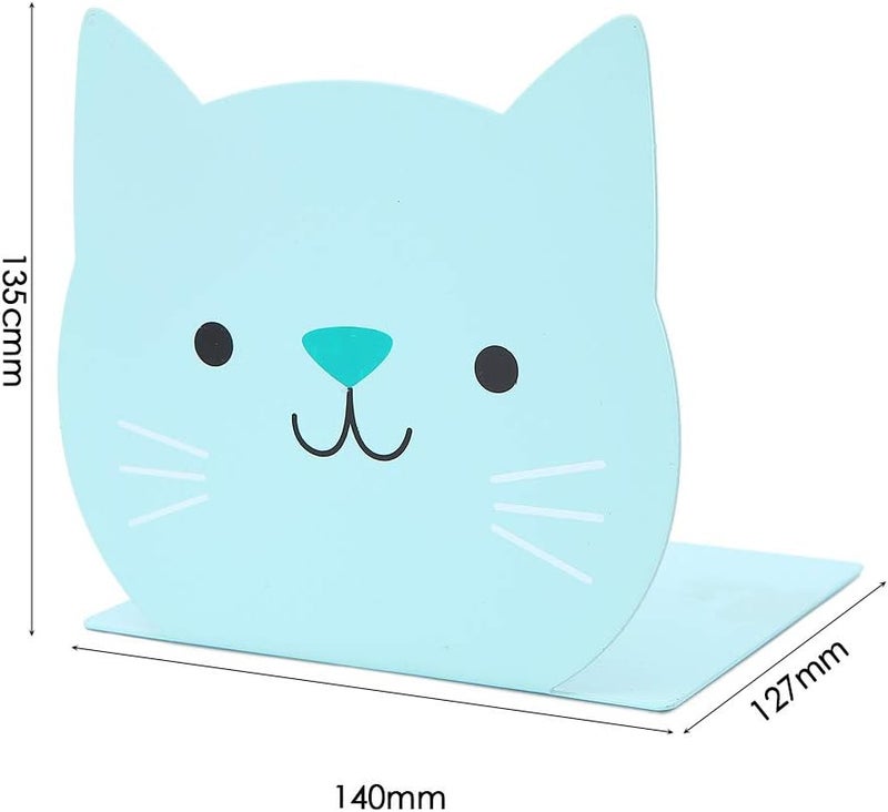 Winterworm Lovely Cat Pattern Kids Bookends Student Book Ends Metal Office Desk School Library Decoration Bookshelf Book Organizer for Christmas Birthday Gift - Image 4