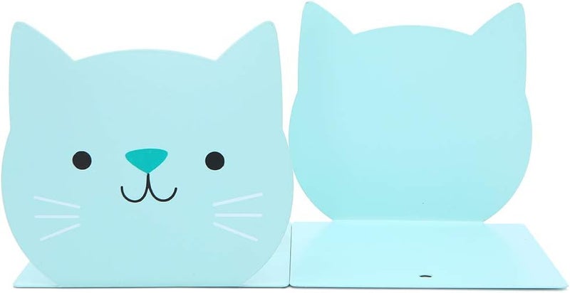 Winterworm Lovely Cat Pattern Kids Bookends Student Book Ends Metal Office Desk School Library Decoration Bookshelf Book Organizer for Christmas Birthday Gift - Image 3