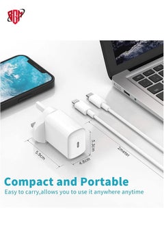 BGM USB C Charger Plug and 2M Cable for iPhone 14/14 Plus/14 Pro/14 Pro Max 13 12 11 XS Max X XR SE 8 7 6 6S Plus, Pad, Airpods, UK PD Fast Charging Plug USBC Power Adapter with 6.6FT  - Image 2