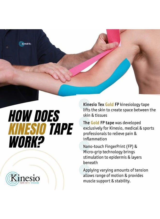Kinesio شريط لاصق - شريط رياضي علاجي مرن تيكس جولد FP - أحمر - 2 بوصة × 16.4 قدم - Image 2